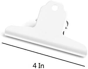 4 Inch Large Bulldog Clip, 10 Pack Stainless Steel File Money Binder Clips, Clamps, Metal Food Bag Paper Clips for Home Office School Supplies (White)