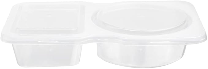 Futura 5 Ounce Snack Containers, 100 Microwavable Sauce Containers - 2 Compartments, Hinged Lid, Clear Plastic Portion Cups, For Condiments Or Dips - Restaurantware