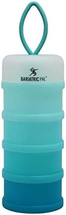 BariatricPal 4 Compartment Detachable, Stackable, and Portion Controlled Food & Powder Storage Containers (Blue-Teal)