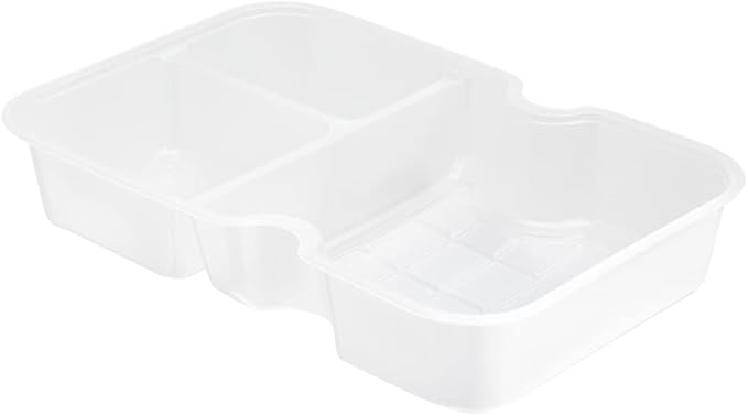 Restaurantware TRAYS ONLY: Futura 10 Ounce Trays For Meal Prep Containers 100 Microwavable Trays For 32 Or 37 Ounce Containers - Containers Sold Separately 3 Compartments White Plastic Food Trays