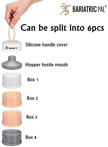 BariatricPal 4 Compartment Detachable, Stackable, and Portion Controlled Food & Powder Storage Containers (Pink-Gray)
