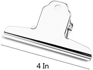 4 Inch Large Bulldog Clip, 10 Pack Stainless Steel File Money Binder Clips, Clamps, Metal Food Bag Paper Clips for Home Office School Supplies (Silver)