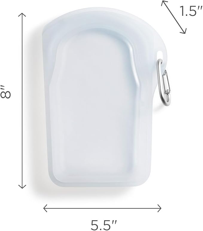 Stasher Premium Silicone Reusable Food Storage Go Bag, Clear, Microwave, Dishwasher, Oven and Freezer Safe, BPA Free, Leak-free, Eco-friendly, 18 Oz