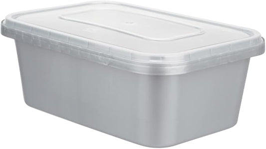 Restaurantware Futura 34.5 Ounce Meal Prep Containers With Lids 100 Tamper-Evident To Go Containers - Microwavable Disposable Silver Plastic Food Containers With Lids For Take Out or Lunches
