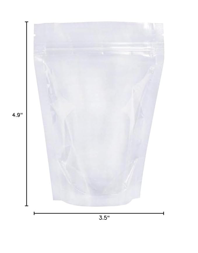 PABCK 100 Pack (Inside Size 3.15x2.87 inch) Clear Resealable Stand Up Bags Heat Seal Zipper Lock Reusable Storage Pouches for Zip Food Storage Lock Packaging with Tear Notches