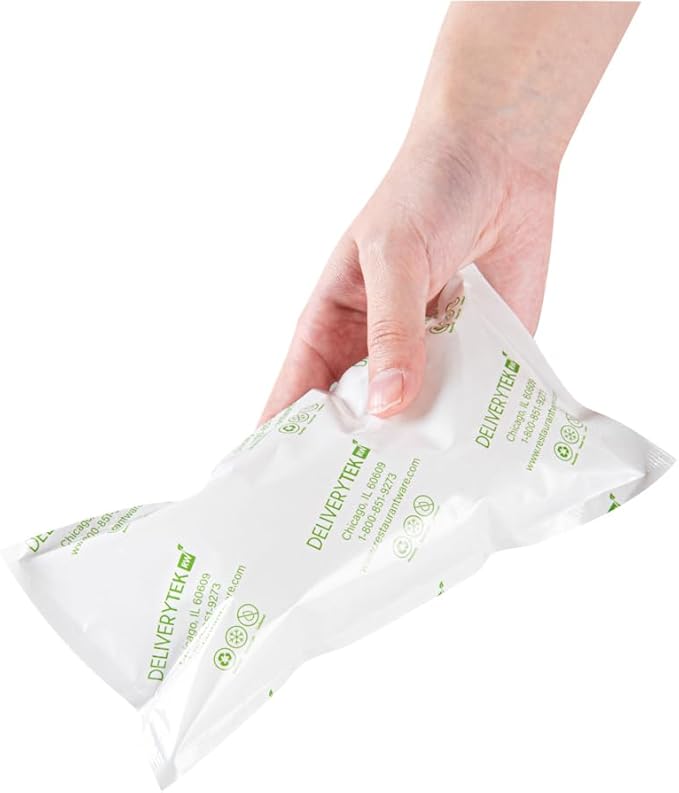 Restaurantware Delivery Tek 7.9 x 3.7 Inch Shipping Ice Packs 100 Durable Cold Packs - Easy-To-Use Design Leakproof Plastic Dry Ice Packs Reusable For Frozen Meat Vegetables or Beverages