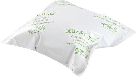 Restaurantware Delivery Tek 5.1 x 4.5 Inch Shipping Ice Packs 100 Durable Cold Packs - Easy-To-Use Design Leakproof Plastic Dry Ice Packs Reusable For Frozen Meat Vegetables or Beverages
