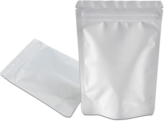 PABCK Stand-Up Resealable Heat Seal Bags 3.55mil Thick Frosted White Foil Sealed Bags 50 Pieces 3.35x5.1 inch for Zip Packaging Lock Food Storage Pouch