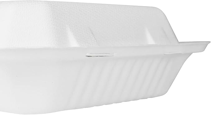 KARAT EARTH Clamshell Take Out Food Containers [9"x9", 200 ct ] 3 Compartments | Compostable To Go Containers, Natural Biodegradable Bagasse | White