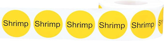 Yellow with Black Shrimp Circle Dot Adhesive Stickers, 1 Inch Round Labels, 500 Total Stickers