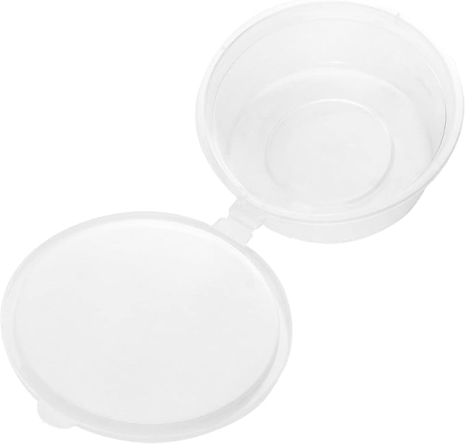 SEUNMUK 200 Pack 4 OZ Leak Proof Plastic Condiment Souffle Containers with Attached Lids, Plastic Portion Cups with LidsPlastic, Sauce Cups for Salad Dressing, Spices