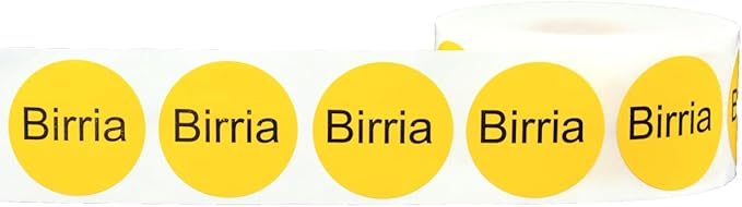 Yellow with Black Birria Circle Dot Adhesive Stickers, 1 Inch Round Labels, 500 Total Stickers