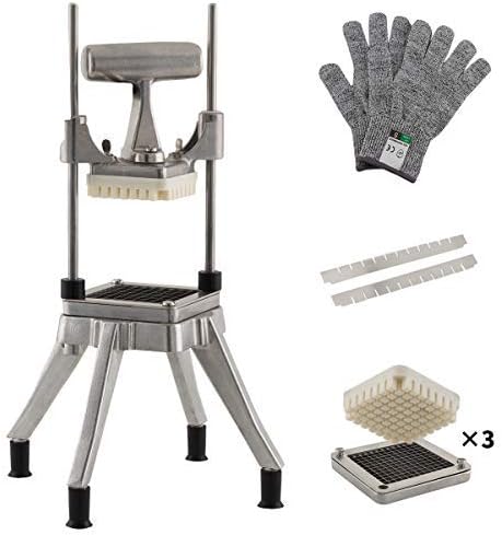 Commercial Vegetable Dicer, 1/2" +1/4" +3/8" Stainless Steel Blade, Quick Chopper Machine Easy for Onion Tomato Pepper Potato