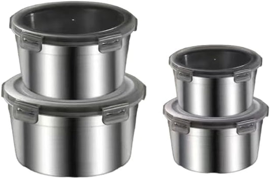 Stainless steel food storage containers leak proof & airtight lids for Kitchen,stainless steel bowl,meal prep lunch box,freezer and microwave safe (4-piece)