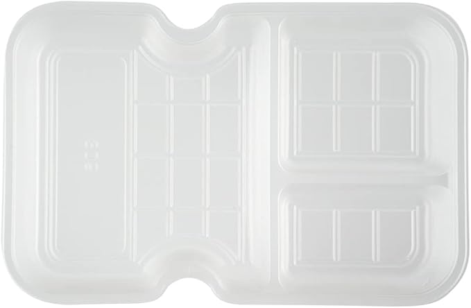Restaurantware TRAYS ONLY: Futura 10 Ounce Trays For Meal Prep Containers 100 Microwavable Trays For 32 Or 37 Ounce Containers - Containers Sold Separately 3 Compartments White Plastic Food Trays