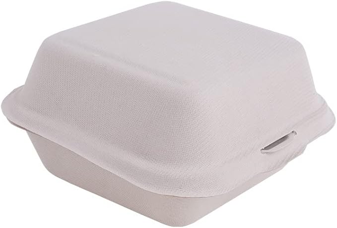 50 Pack hand-painted Bento Cake Box 6x6 To Go Containers Compostable Clamshell Take Out Food Containers (white)