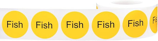 Yellow Fish Deli Labels 1 Inch Round Circle Dots 500 Total Adhesive Stickers