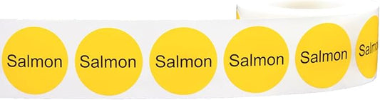 Yellow with Black Salmon Circle Dot Adhesive Stickers, 1 Inch Round Labels, 500 Total Stickers