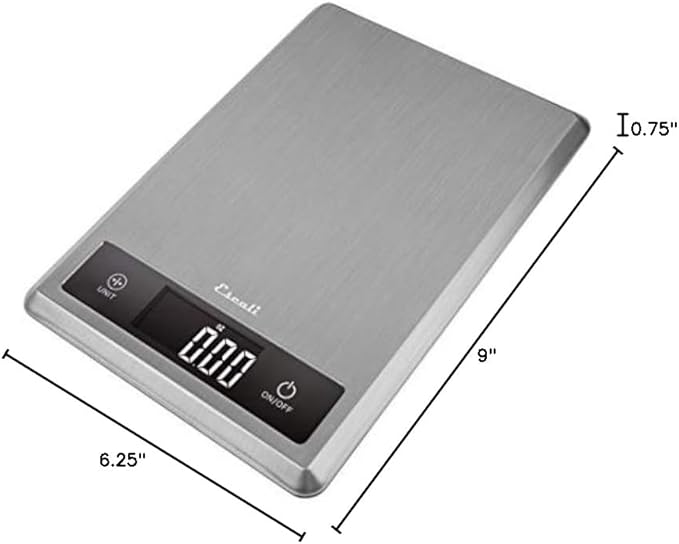 Escali T115S Ultra Thin Kitchen, Office, Herb Scale, Tare Functionality, LCD Digital Display, 11lb Capacity, Silver