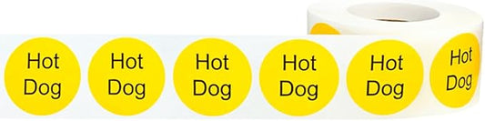 Yellow with Black Hot Dog Circle Dot Adhesive Stickers, 1 Inch Round Labels, 500 Total Stickers