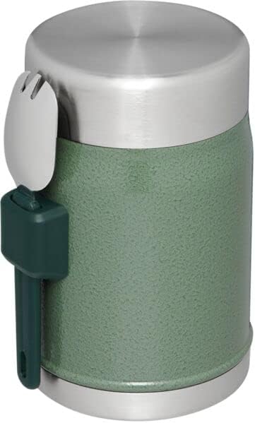 Stanley Classic Food Jar and Spork 14 oz | Vacuum Insulated Thermos Food Container | Wide Mouth Screw On Lid | Packable for Travel | Stainless Steel with Leakproof Lid | BPA-Free | Hammertone Green