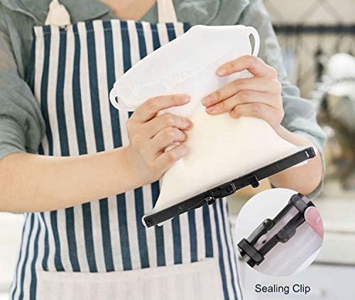 Reusable Food Storage Leakproof Silicone Snap Bags Stand-Up Silicone Food Bag 6 Cups (50 Oz) Microwavable Freezer and Dishwasher Safe Odorless Easy Clean and Dry Ziplock Alternatives (Random Color)