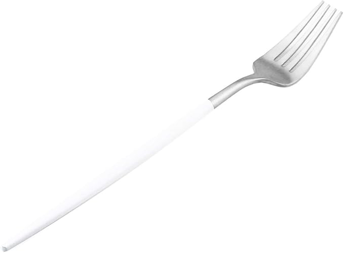 White Silver Flatware, Royal 5-Piece Matte White Handle 18/10 Stainless Steel Tableware Sets for 1 Including Forks Spoons Knives, Camping Silverware Travel Utensils Set Cutlery (White Silver)