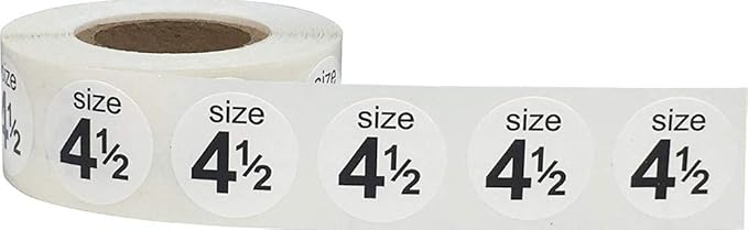 Shoe Size 4 1/2 White Stickers - 3/4 Inch Round, 500 Semi-Gloss Adhesive Labels Per Roll for Retail, Footwear Inventory, and Organization - Made in The USA
