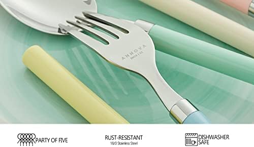 ANNOVA Silverware Set 20 Pieces Stainless Steel Cutlery Color Handle Flatware - 4 x Dinner Knife; 4 x Dinner Fork; 4 x Salad fork; 4 x Dinner Spoon; 4 x Dessert Spoon (Mix 68)