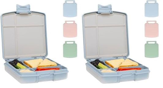 Ubbi Bento Lunch Box for Kids with 4 Compartments, BPA-Free, Leakproof, Dishwasher Safe, Food-Safe Material, Portion-Controlled Lunch Container, Kids Summer Camp, Cloudy Blue (Pack of 2)