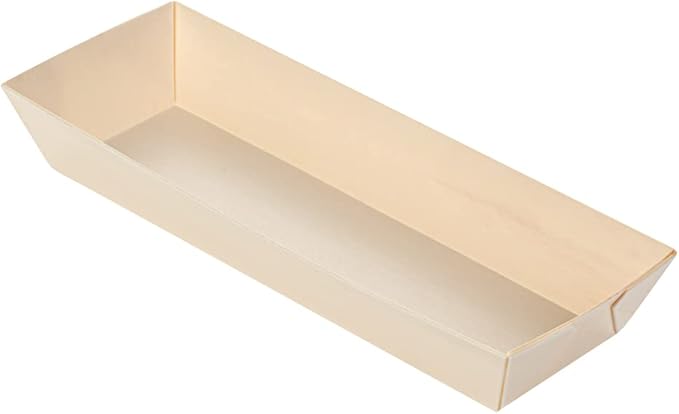 Restaurantware Taipei 9 Ounce Food Containers 100 Rectangle Wooden Bento Boxes - Lids Sold Separately Grease Impermeable Poplar To Go Boxes Disposable Serve Noodles Dumplings And More