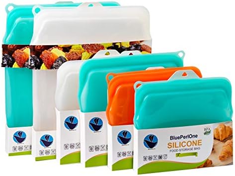 2-Two Cup 100% Food Grade, Reusable Silicone Freezer Bags for Microwave, Oven, Refrigerator, Sous Vide Cooking & Baking -Two 15 oz.Blue Bags