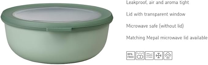 Mepal Cirqula 42oz/1,250ml Multi Food Storage & Serving Shallow Bowls with Transparent Lids | Perfect for Food Prep | Microwave & Dishwasher Safe | Vivid Mauve | Made in Holland