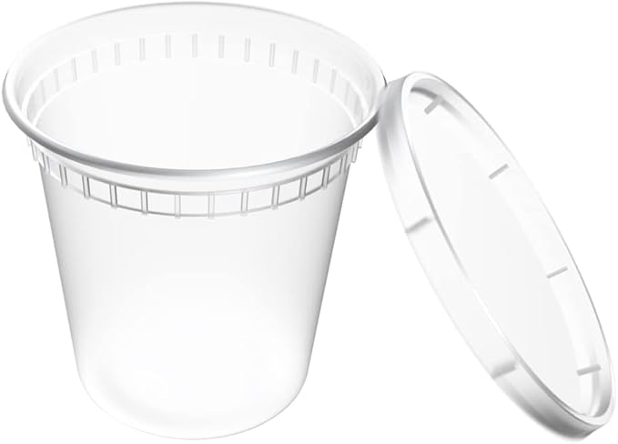 EDI [24 OZ, 250 Sets] Wholesale Plastic Deli Food Storage Containers with Airtight Lids | Microwave-, Freezer-, Dishwasher-Safe | BPA Free | Heavy-Duty | Meal Prep | Leakproof | Recyclable