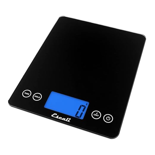 Escali 2210IB ArtiXL Extra-Large Glass Digital LCD Display Kitchen Scale, Measures Liquid and Dry Ingredients, Tare Function, 22lb Capacity, Black