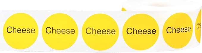 Yellow with Black Cheese Circle Dot Adhesive Stickers, 1 Inch Round Labels, 500 Total Stickers