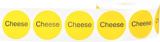 Yellow with Black Cheese Circle Dot Adhesive Stickers, 1 Inch Round Labels, 500 Total Stickers