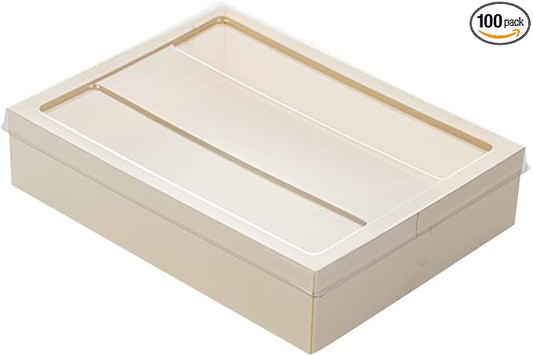 Restaurantware LIDS ONLY: Taipei 6.5 x 5 x 0.3 Inch Rectangle Transparent Lids 100 Plastic Lids For 23 Ounce Rectangle Wooden Containers - Containers Sold Separately Clear Plastic To Go Box Lids