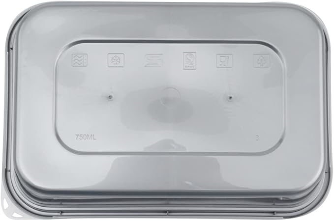 Restaurantware Futura 25 oz Rectangle Silver Plastic Take Out Container - with Clear Lid, Microwavable - 6 3/4" x 4 1/2" x 2 1/4" - 100 count box