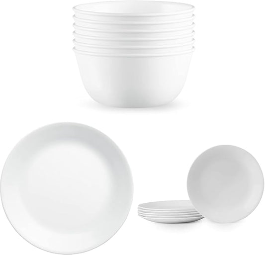 Corelle Vitrelle 28-oz Soup/Cereal Bowls Set of 6 & 10.25" Dinner Plates Set of 4 & Salad Plates Set of 6
