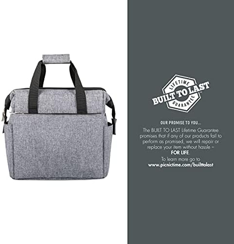 PICNIC TIME - On The Go Lunch Bag - Soft Cooler Lunch Box - Insulated Lunch Bag, (Heathered Gray)