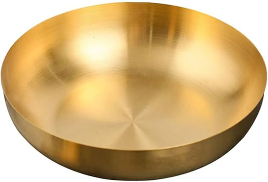 9.4" Stainless Steel Mixing Bowls - 75oz Gold Serving Bowl, Large Metal Decorative Bowl for Salad, Soup, Pasta, Snack, Cooking, Baking, Dishwasher Safe