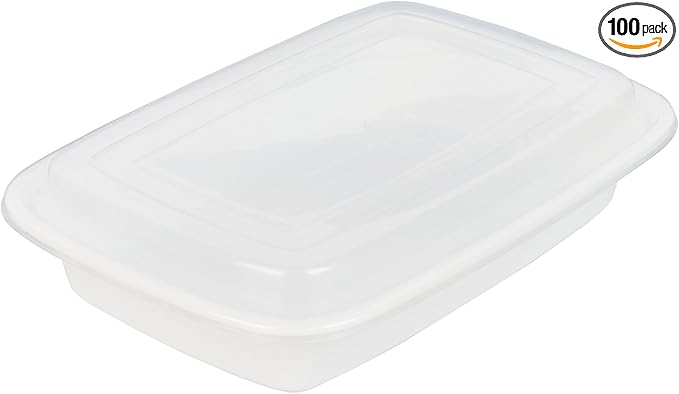 Asporto 24 Ounce Take Out Containers, 100 Food Containers With Lids - Microwavable, Disposable, White Plastic To Go Food Containers, No BPA, For Take Out And Delivery - Restaurantware