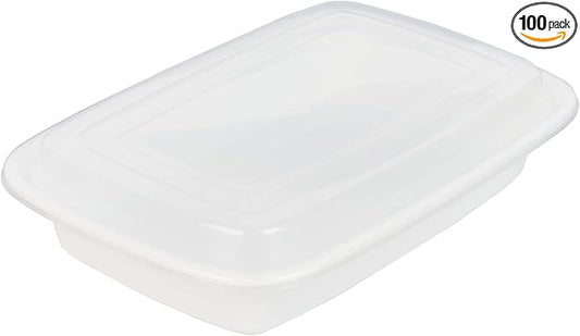 Asporto 24 Ounce Take Out Containers, 100 Food Containers With Lids - Microwavable, Disposable, White Plastic To Go Food Containers, No BPA, For Take Out And Delivery - Restaurantware