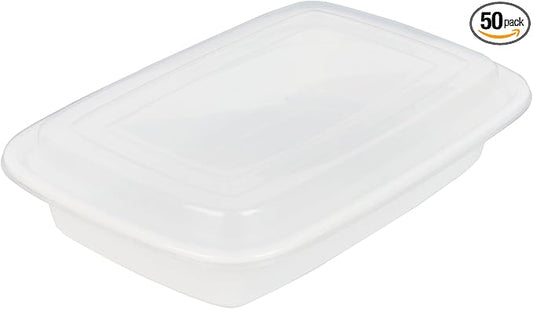 Restaurantware Asporto 24 Ounce Take Out Containers, 50 Food Containers With Lids - Microwavable, Disposable, Black Plastic To Go Food Containers, No BPA, For Take Out And Delivery