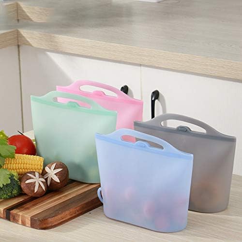 Upgraded 2 Pack Reusable Silicone Food Bag Zip Lock Containers, BPA Free Leakproof Storage Bags for Fruit/Snack/Vegetables (Clear/Green)