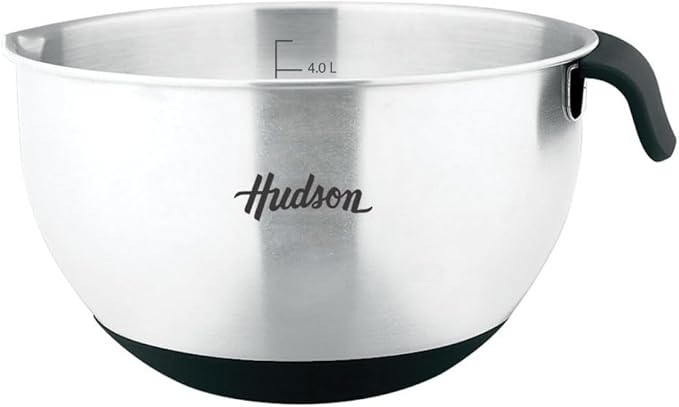 HUDSON Steel Mixing Bowl with Silicione Bases 9.5in (PFOA, PTFE & CADAMIUM)