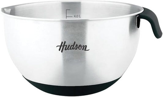 HUDSON Steel Mixing Bowl with Silicione Bases 9.5in (PFOA, PTFE & CADAMIUM)