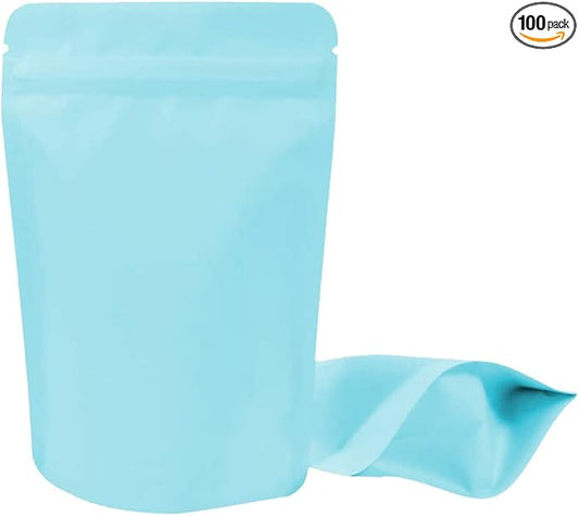 100 Pieces Mylar Bags - 4x6 Inches Mylar Food Storage Bags Resealable Foil Pouch Bags Stand Up Ziplock Bag Bulk Food Storage Bag (Blue)