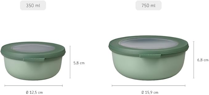 Mepal – Multi Bowl Cirqula Rectangular – Food Storage Container with Lid - Suitable as Airtight Storage Box for the Fridge & Freezer, Microwave Container & Servable Dish – 350 ml – Nordic Lilac
